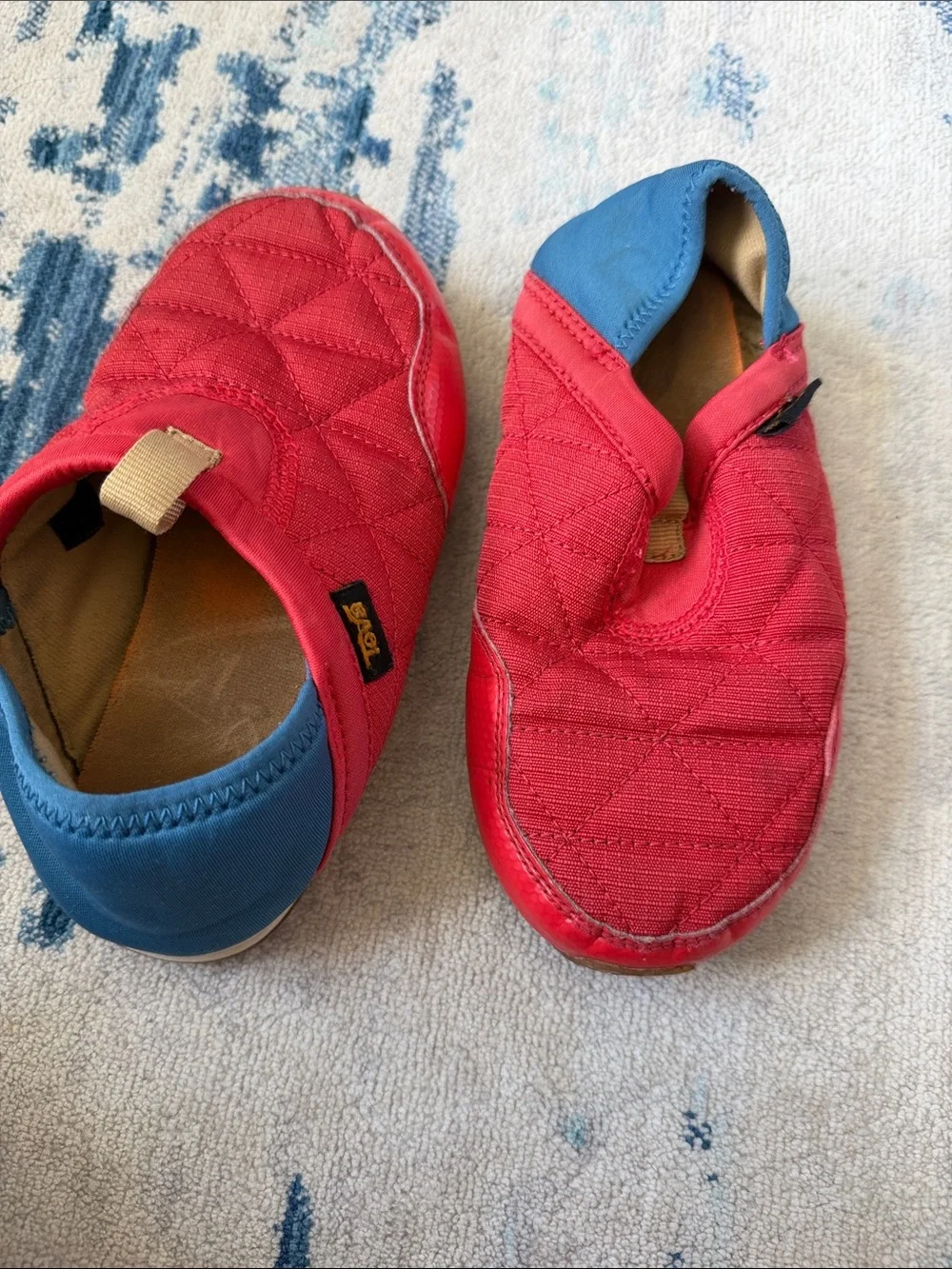 Teva Kids Quilted Red and Blue Slip-On Shoes